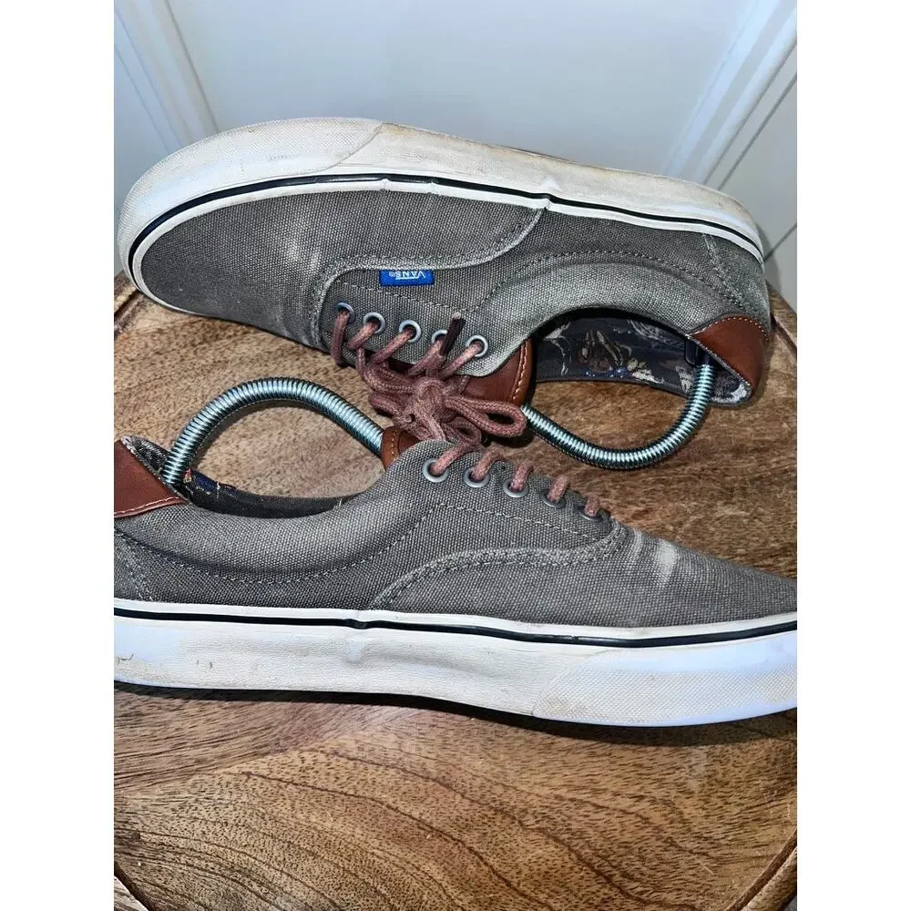 Vans Era 59 Men's Size 9.5 Gray Canvas Leather Accent‎ Sneakers